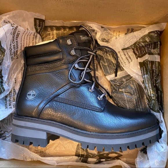 Timberland Courmayeur Valley Mid Lace Black Waterproof Boots Shoes 9 9.5 NEW - Picture 7 of 7